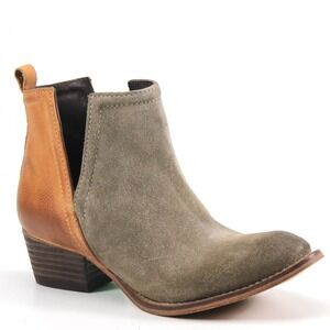 Diba True Stop By Ankle Boots Dust Cognac Suede Leather Block Heel Size 9